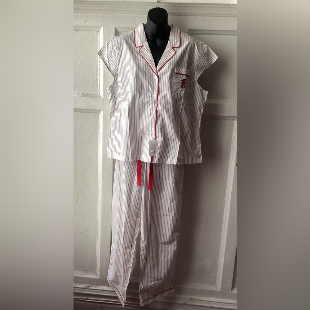 Brooks Brothers White and Red Striped Pajama Set